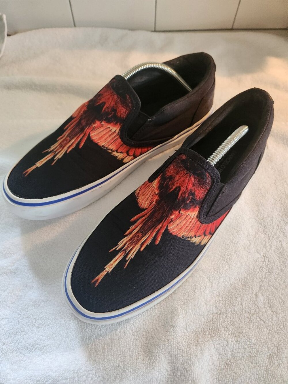 Marcelo Burlon County of Milan Icon Wings Canvas Slip-On Sneakers Size 10